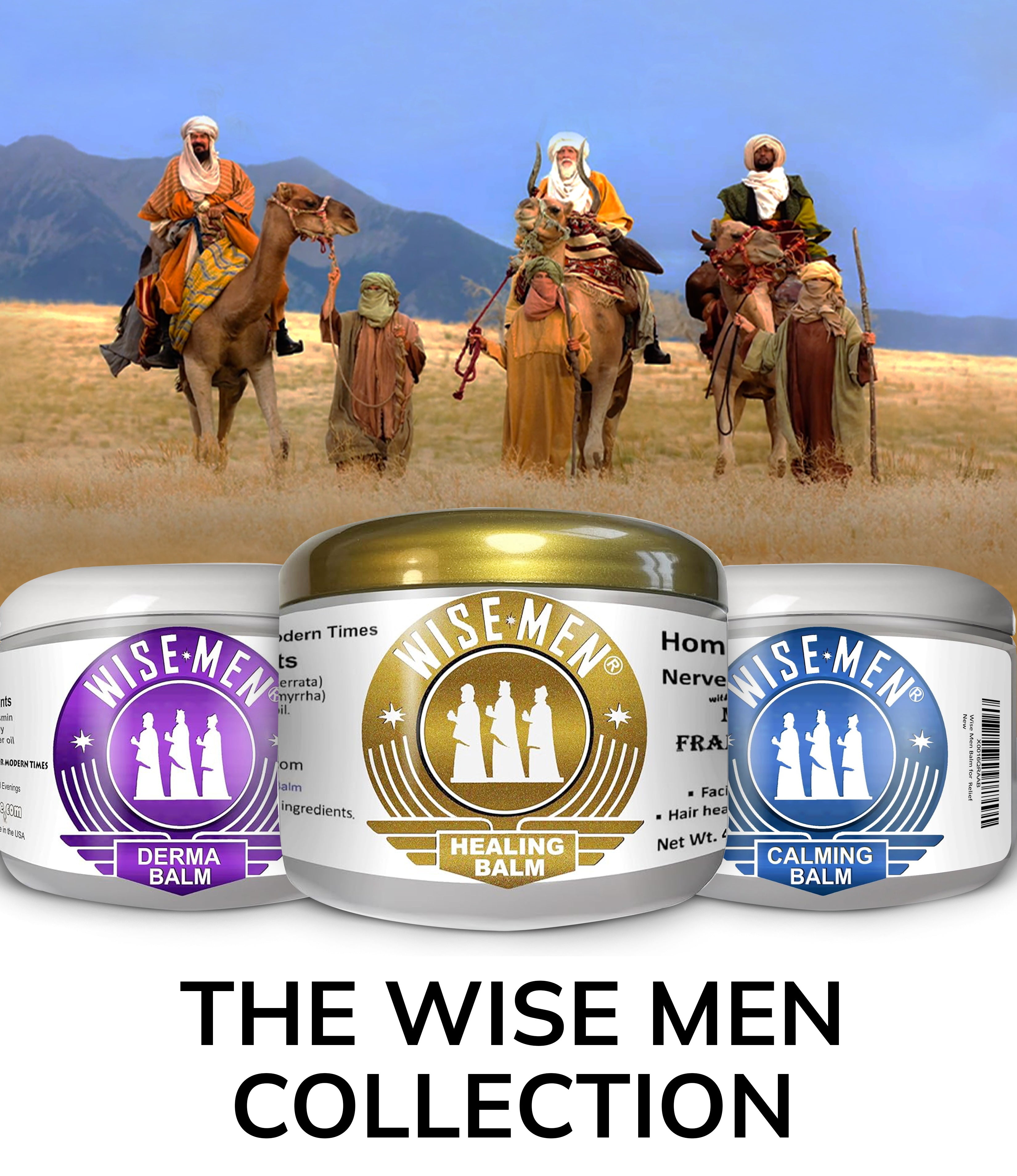 Wholesale Wise Men Collection.  Assortment of 3 Balms.   (Carton of 12 or 64 jars)